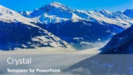  Presentation with alps - Colorful presentation design enhanced with winter-landscape-in-swiss-alps backdrop and a seafoam green colored foreground