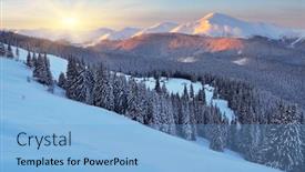  Presentation with dawn - Slide set featuring winter-landscape-in-the-mountains background and a light blue colored foreground
