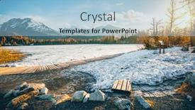  Presentation with mountain lake - Presentation design consisting of winter-landscape-of-a-frozen background and a light blue colored foreground
