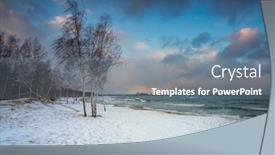  Presentation with snow - Slide set having winter-landscape-of-a-snow background and a seafoam green colored foreground