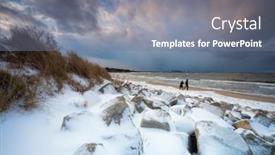  Presentation with snow - Presentation theme featuring winter-landscape-of-a-snow background and a gray colored foreground