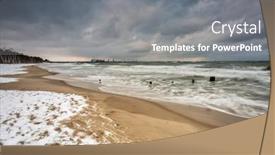  Presentation with snow covered trees and falling - PPT layouts with winter-landscape-of-a-snow background and a gray colored foreground