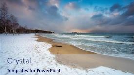  Presentation with snow - Colorful theme enhanced with winter-landscape-of-a-snow backdrop and a sky blue colored foreground