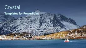  Presentation with landscape - Audience pleasing theme consisting of winter-landscape-of-flakstag-beach backdrop and a ocean colored foreground