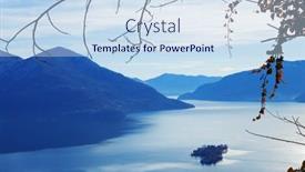  Presentation with mountains - Beautiful presentation theme featuring winter-landscape-of-mountains backdrop and a sky blue colored foreground