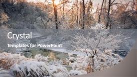  Presentation with river flowing - Amazing slides having winter landscape of snow covered backdrop and a gray colored foreground