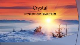  Presentation with sunset - Theme having winter landscape on a sunset background and a  colored foreground