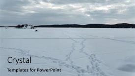  Presentation with frozen - PPT theme featuring winter landscape on frozen lake background and a light blue colored foreground