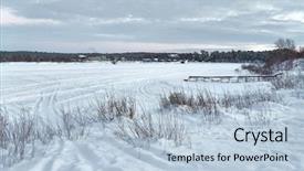  Presentation with winter landscape winter tree - Slide deck enhanced with winter landscape on frozen lake background and a light blue colored foreground
