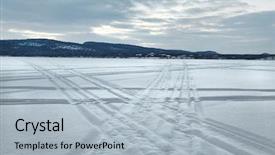  Presentation with winter landscape winter tree - Slides with winter landscape on frozen lake background and a light blue colored foreground