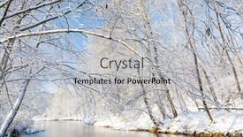  Presentation with winter river - PPT theme consisting of small river in a snowy background and a light blue colored foreground