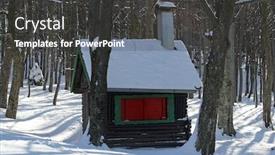  Presentation with house snow mountain - Audience pleasing slide set consisting of winter-landscape-snow-covered-forest backdrop and a dark gray colored foreground