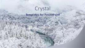  Presentation with winter river - PPT theme enhanced with winter landscape snow covered trees with river and bridge background and a sky blue colored foreground