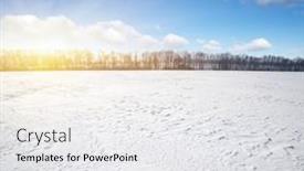  Presentation with sky sun - Cool new theme with winter-landscape-snowcovered-fields backdrop and a white colored foreground