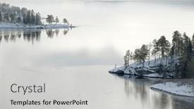  Presentation with frozen - Theme featuring winter-landscape-the-frozen-shores background and a light gray colored foreground