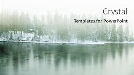  Presentation with frozen - Slide set with winter-landscape-the-frozen-shores background and a white colored foreground