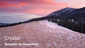  Presentation with winter - Presentation theme with winter-landscape-with-a-beautiful background and a coral colored foreground