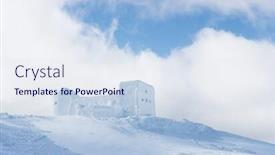  Presentation with snow mountain - Beautiful presentation theme featuring winter landscape with a beautiful texture of the snow the old observatory on the top of the mountain sunny day carpathians ukraine europe backdrop and a sky blue colored foreground