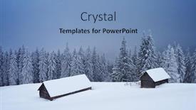  Presentation with blizzard - Slide set featuring winter landscape with a hut in a mountain forest blizzard overcast day ukraine carpathian mountains the valley kukul background and a teal colored foreground