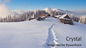  Presentation with path - PPT theme having winter landscape with a path background and a light blue colored foreground