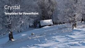  Presentation with cabin forest - Presentation design having winter-landscape-with-a-snow background and a dark gray colored foreground