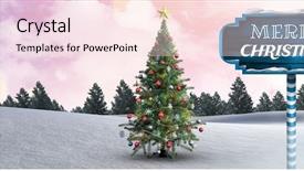  Presentation with winter landscape winter tree - Slide deck consisting of winter landscape with christmas tree background and a pink colored foreground