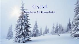  Presentation with winter forest - Presentation theme with winter landscape with fog background and a sky blue colored foreground