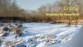  Presentation with forest winter - Beautiful slides featuring winter-landscape-with-frozen-lake backdrop and a coral colored foreground