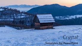  Presentation with winter - Cool new PPT layouts with winter-landscape-with-hayloft backdrop and a light blue colored foreground