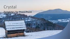  Presentation with winter - Cool new PPT layouts with winter-landscape-with-hayloft backdrop and a light blue colored foreground