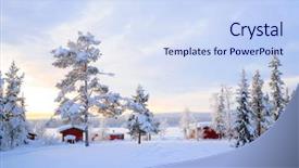  Presentation with house snow mountain - Audience pleasing slides consisting of winter landscape with house backdrop and a sky blue colored foreground