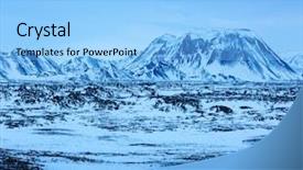  Presentation with lava - Cool new slides with winter landscape with lava field and the snow capped mountains at dusk iceland near the ring road route 1 of iceland between egilsstadir and akureyri backdrop and a light blue colored foreground