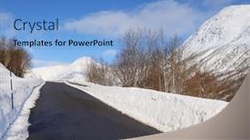  Presentation with snow - Presentation theme consisting of winter-landscape-with-snow-covered background and a light blue colored foreground