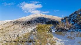  Presentation with snow - PPT theme having winter-landscape-with-snow background and a coral colored foreground