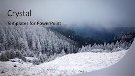  Presentation with winter landscape winter tree - Slide deck featuring winter landscape with snowy fir background and a light blue colored foreground