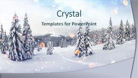  Presentation with trees - Beautiful presentation theme featuring winter landscape with snowy tree backdrop and a sky blue colored foreground