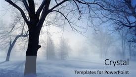  Presentation with breaking through - PPT theme featuring winter landscape with sun breaking background and a light blue colored foreground