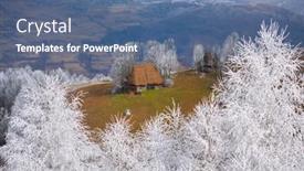  Presentation with trees - Presentation theme with winter-landscape-with-white-frosty background and a ocean colored foreground