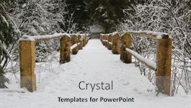  Presentation with forest bridge - Audience pleasing PPT theme consisting of winter-landscape-with-wooden-bridge backdrop and a light gray colored foreground