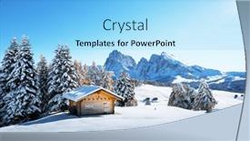  Presentation with log cabin winter - Presentation featuring winter-landscape-with-wooden-log and a  colored foreground