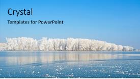 Presentation with winter river - Presentation theme featuring winter landscape background and a light blue colored foreground