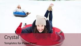  Presentation with friendship - Slides having winter leisure sport friendship background and a red colored foreground