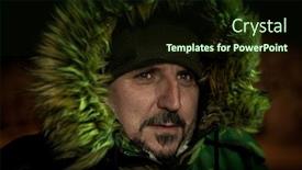  Presentation with explorer - Slides with winter-man-explorer-with-fur background and a wine colored foreground