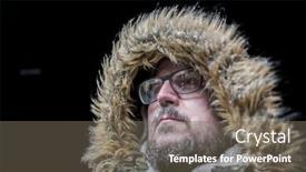  Presentation with explorer - Theme featuring winter-man-explorer-with-fur background and a gray colored foreground
