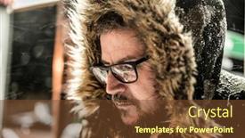  Presentation with explorer - Amazing theme having winter-man-explorer-with-fur backdrop and a tawny brown colored foreground