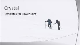  Presentation with mountain climbing - Presentation featuring winter-mountain-climbing-in-harsh background and a sky blue colored foreground