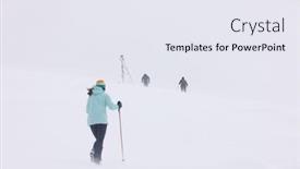  Presentation with mountain climbing - Presentation theme enhanced with winter-mountain-climbing-in-harsh background and a sky blue colored foreground