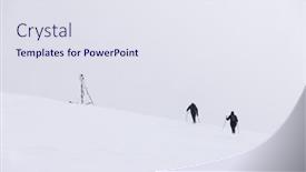  Presentation with blizzard - PPT theme with winter-mountain-climbing-in-harsh background and a sky blue colored foreground