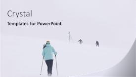  Presentation with blizzard - Presentation design consisting of winter-mountain-climbing-in-harsh background and a sky blue colored foreground