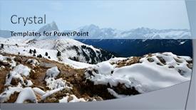  Presentation with mountain view - Slide set featuring winter-mountain-landscape-in-dolomites background and a light blue colored foreground